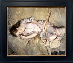 « Wild Rose » - Portrait féminin photoréaliste, peinture à l'huile sur toile