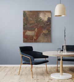 « Intérieur avec fauteuil de réalisateur VIII » - Peinture à l'huile impressionniste représentant un intérieur