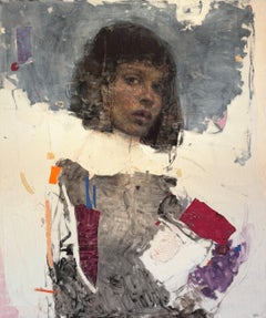 "Here And Now" - Abstract Impressionist Portrait, Oil Painting on Panel