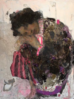 "Shelter" - Abstract Impressionist Portrait, Oil Painting on Panel