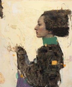 «Echo» - Retrato impresionista abstracto, pintura al óleo sobre tabla