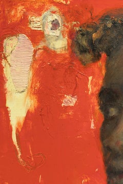 "Evening Calls" - Abstract Impressionist Portrait, Oil Painting on Panel