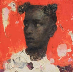 "Evening Calls" - Abstract Impressionist Portrait, Oil Painting on Panel