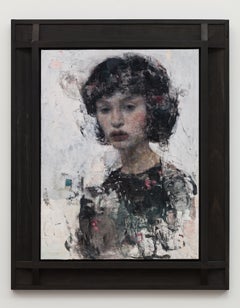 «Untethered» - Retrato impresionista abstracto, pintura al óleo sobre tabla