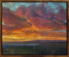 "Cielo prismático" (2024) de Seth Winegar, Óleo, Paisaje al atardecer
