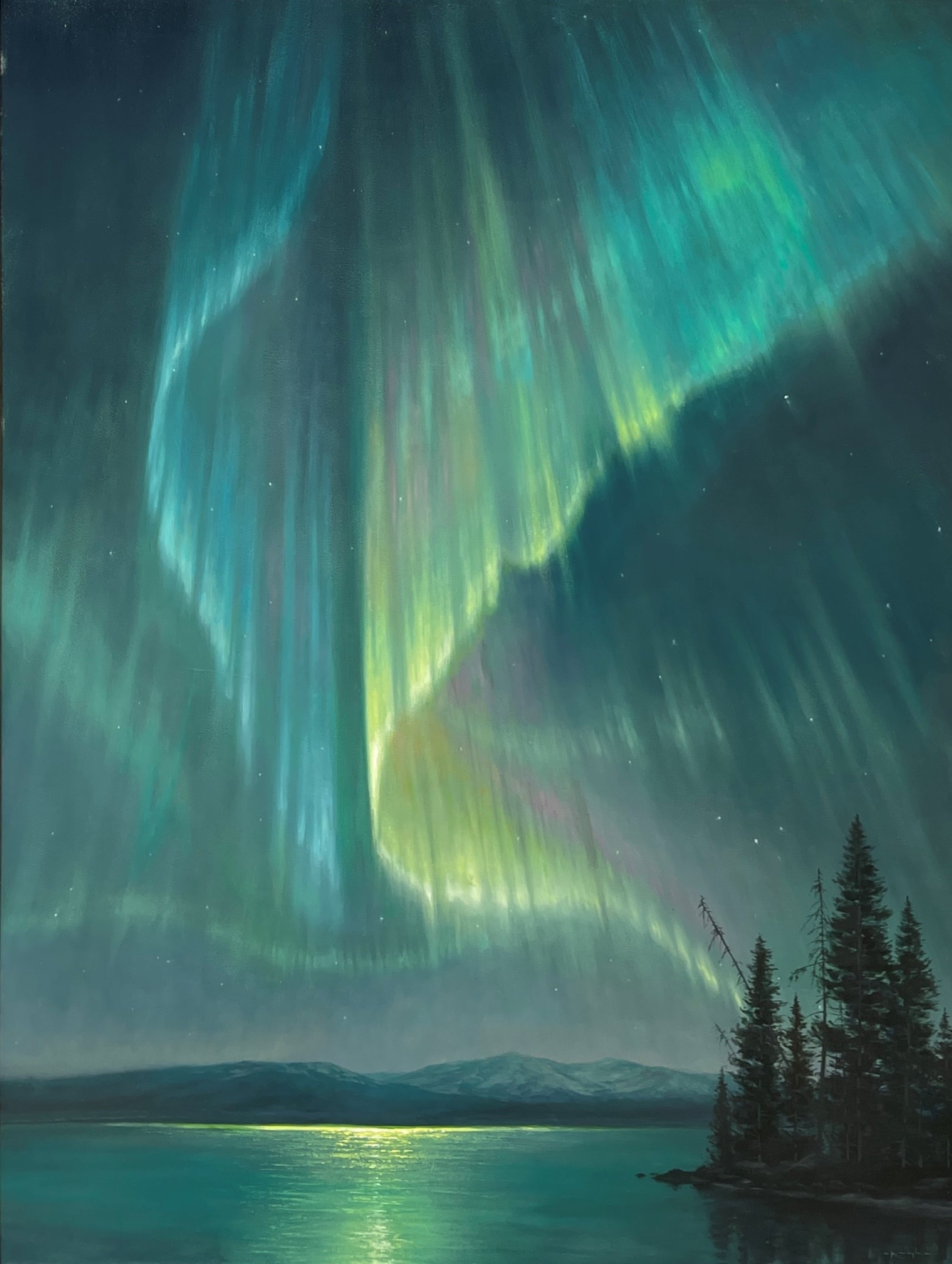 Thomas Kegler Landscape Painting - "Aurora, Psalm 16:9" - Realist Landscape and Skyscape, Oil Painting on Board