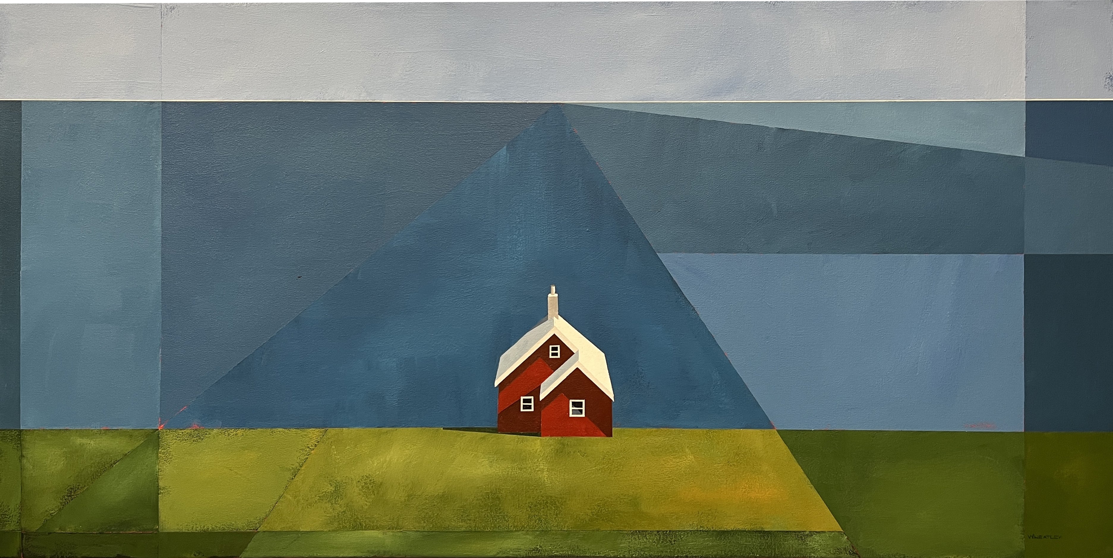 „Overlook“ – Zeitgenössisches Acrylgemälde auf Leinwand im Scheunenstil