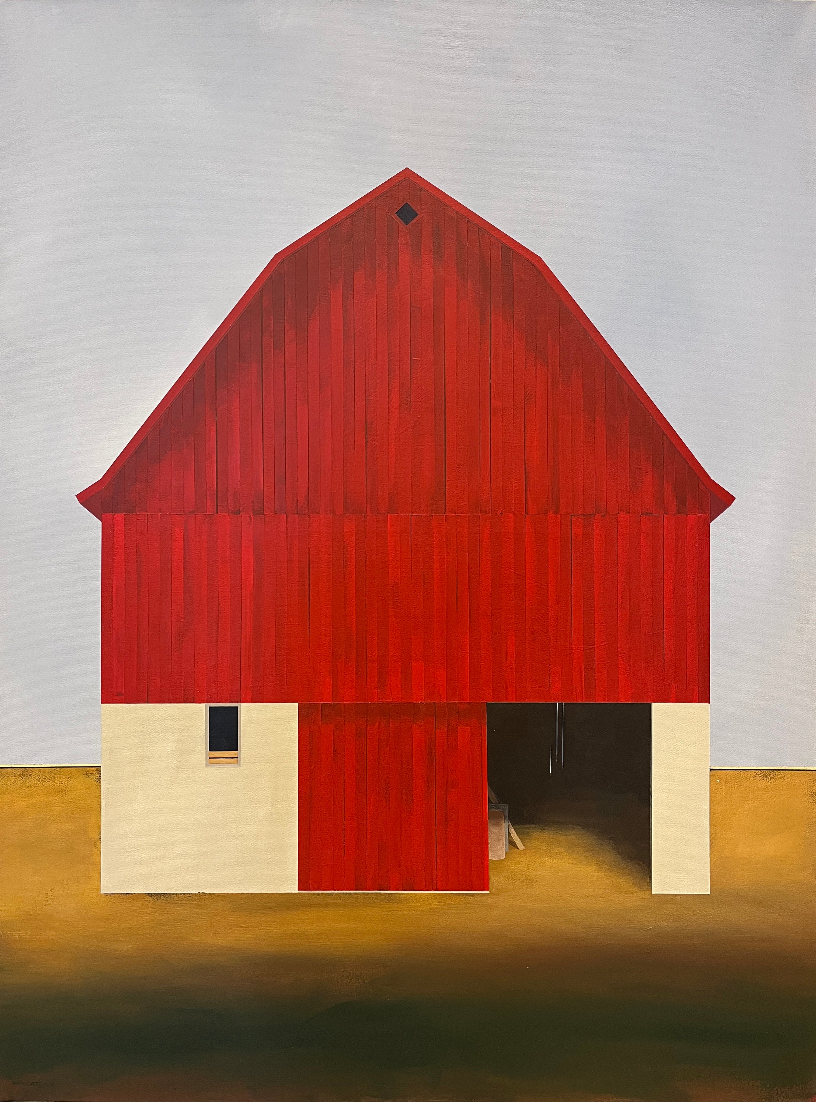 Justin Wheatley Still-Life Painting - "Old Red" - Contemporary Acrylic Barn Painting on Canvas
