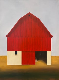 "Old Red" - Contemporary Acrylic Barn Painting on Canvas