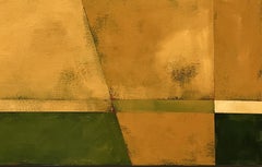 „Golden Fields“ – Zeitgenössisches Acrylgemälde einer Scheune auf Leinwand