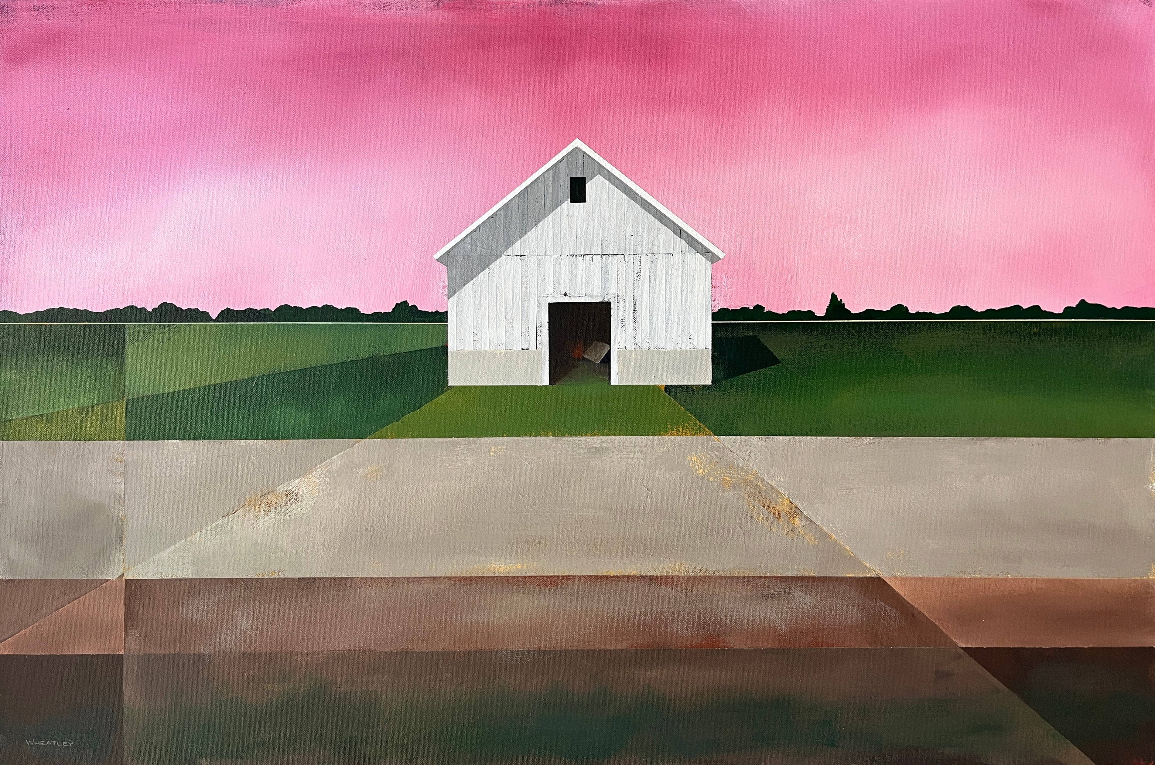 "Alizarine Sky" - Contemporary Acrylic Barn Painting on Canvas