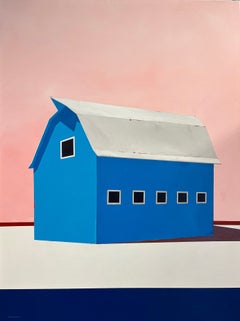 „Scheune, Palette Nr. 5“ – Zeitgenössisches Acrylgemälde einer Scheune auf Leinwand