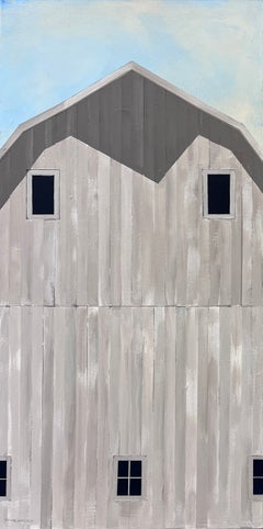 „Double T Ranch“ – Modernes Acrylgemälde auf Leinwand im Scheunenstil