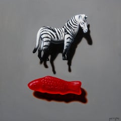 Pesce zebra, 2026 - Opera d'arte contemporanea con composizione di zebra e pesce
