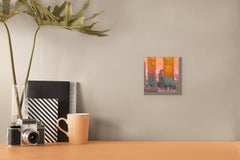 "Diminishing Returns" - Contemporary City Skyline at Sunset Oil Painting, 2026