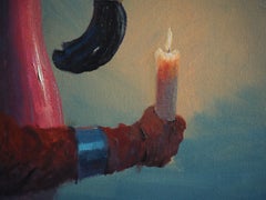 "Preparati a farti avvolgere dall'oscurità" - Dipinto surrealista a olio su tela