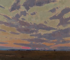 "Ricordando oggi" - Paesaggio occidentale e cielo, dipinto a olio su tela di lino
