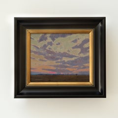 "Ricordando oggi" - Paesaggio occidentale e cielo, dipinto a olio su tela di lino