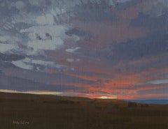 "First Light" - Paesaggio occidentale e cielo, dipinto a olio su tela di lino