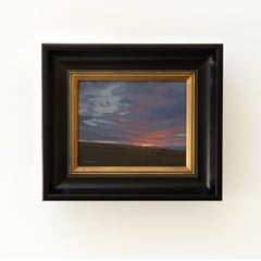 "First Light" - Paesaggio occidentale e cielo, dipinto a olio su tela di lino