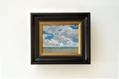 "Under Open Skies" - Paesaggio occidentale e cielo, dipinto a olio su tela di lino