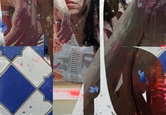 «Cuando pienso en ti» – Retrato femenino de estilo impresionista abstracto, pintura al óleo
