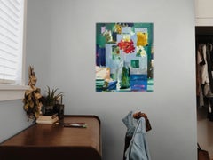 «Collage n.º 2» - Naturaleza muerta floral de estilo impresionista abstracto, óleo sobre lienzo de lino