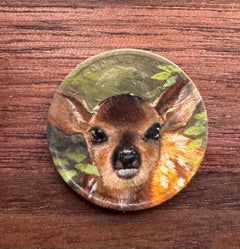 "1921" - Miniature Animal Portrait and Still-Life, Oil Painting on Coin