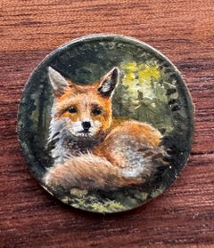 "1924.0" - Miniature Animal Portrait and Still-Life, Oil Painting on Coin