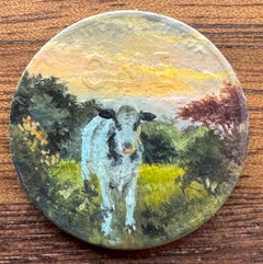 "1951D" - Miniature Animal Portrait and Landscape, Oil Painting on Coin