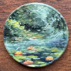"1933.0" - Miniature Forest and River Landscape, Oil Painting on Coin