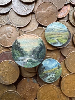 "1956D" - Miniature Landscape, Oil Painting on Coin