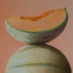 "Melon Monument" - Realist Cantaloupe Melon Still Life Painting