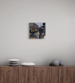 "Entering Chinatown" - Impressionist Cityscape Oil Painting on Wood Panel