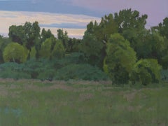 "Where Evening Rests" - Impressionist Evening Landscape with Trees Painting