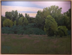 "Where Evening Rests" - Impressionist Evening Landscape with Trees Painting