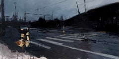 "West of the Tracks" - Impressionist Cityscape, Oil Painting on Wood Panel