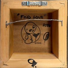 "Find Love" - Contemporary Green Bird with Hearts Oil Painting, 2026