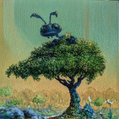 "Pause to Dream" - Contemporary Ant on Tree Oil Painting, 2026
