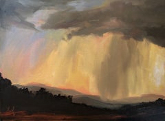 "Desert Rain" - Contemporary Rain Cloud Landscape Oil Painting, 2026