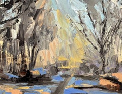 "7:37am" - Contemporary Morning Light Bare Trees Landscape Oil Painting, 2026