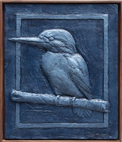 "Kingfisher" - Animal Portrait Woodcarving made with Walnut, Resin and Acrylic
