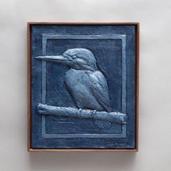 "Kingfisher" - Animal Portrait Woodcarving made with Walnut, Resin and Acrylic