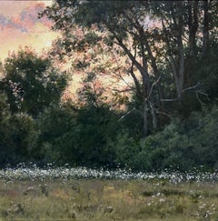«Queen Anne's Lace» - Naturaleza muerta impresionista, pintura al óleo sobre tablero duro
