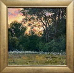 «Queen Anne's Lace» - Naturaleza muerta impresionista, pintura al óleo sobre tablero duro