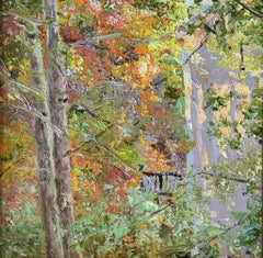 "View From The Upstairs Window" - Impressionist Landscape, Oil Painting