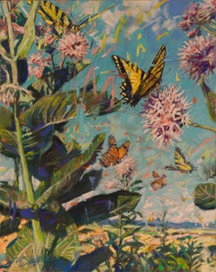 "Swallowtails & Monarchs" - Expressionist Floral Still Life, Pastel Painting