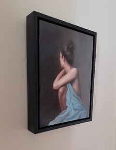 « La forme de la solitude » - Portrait féminin réaliste, peinture à l'huile sur panneau