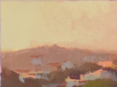 „A Hora Májica“ – Gouache-Gemälde einer modernen Küsten- und Hafenstadt, 2024