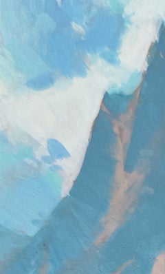 „Am Fuße der Größe“ – Zeitgenössisches Gouache-Gemälde eines Berggipfels, 2024